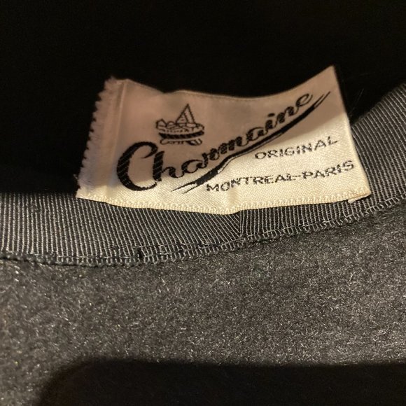 Vintage 60s TOSCANO Charmaine Original Black Felt Bow CLOCHE HAT Made in Italy - Picture 4 of 10